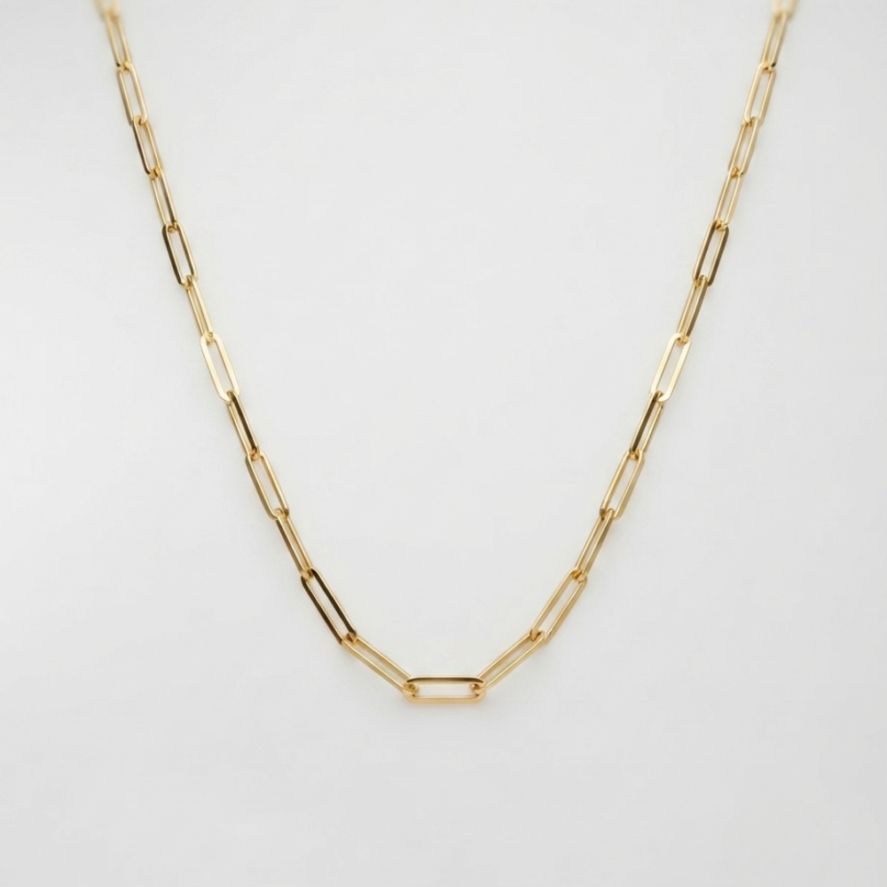 Paperclip gold necklace