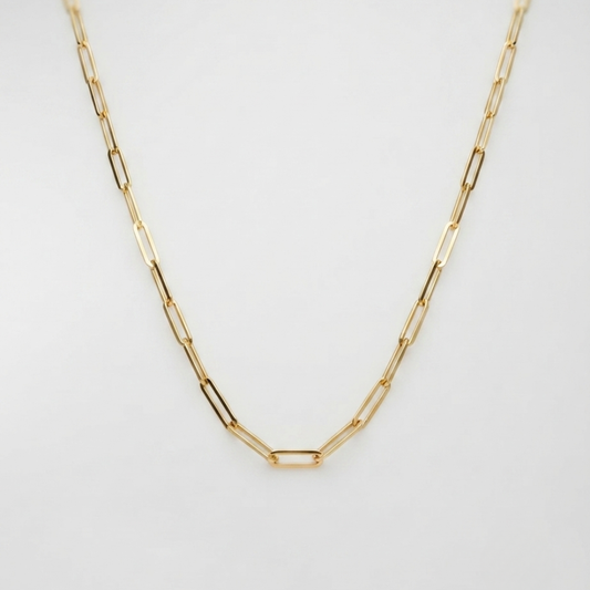 Paperclip gold necklace