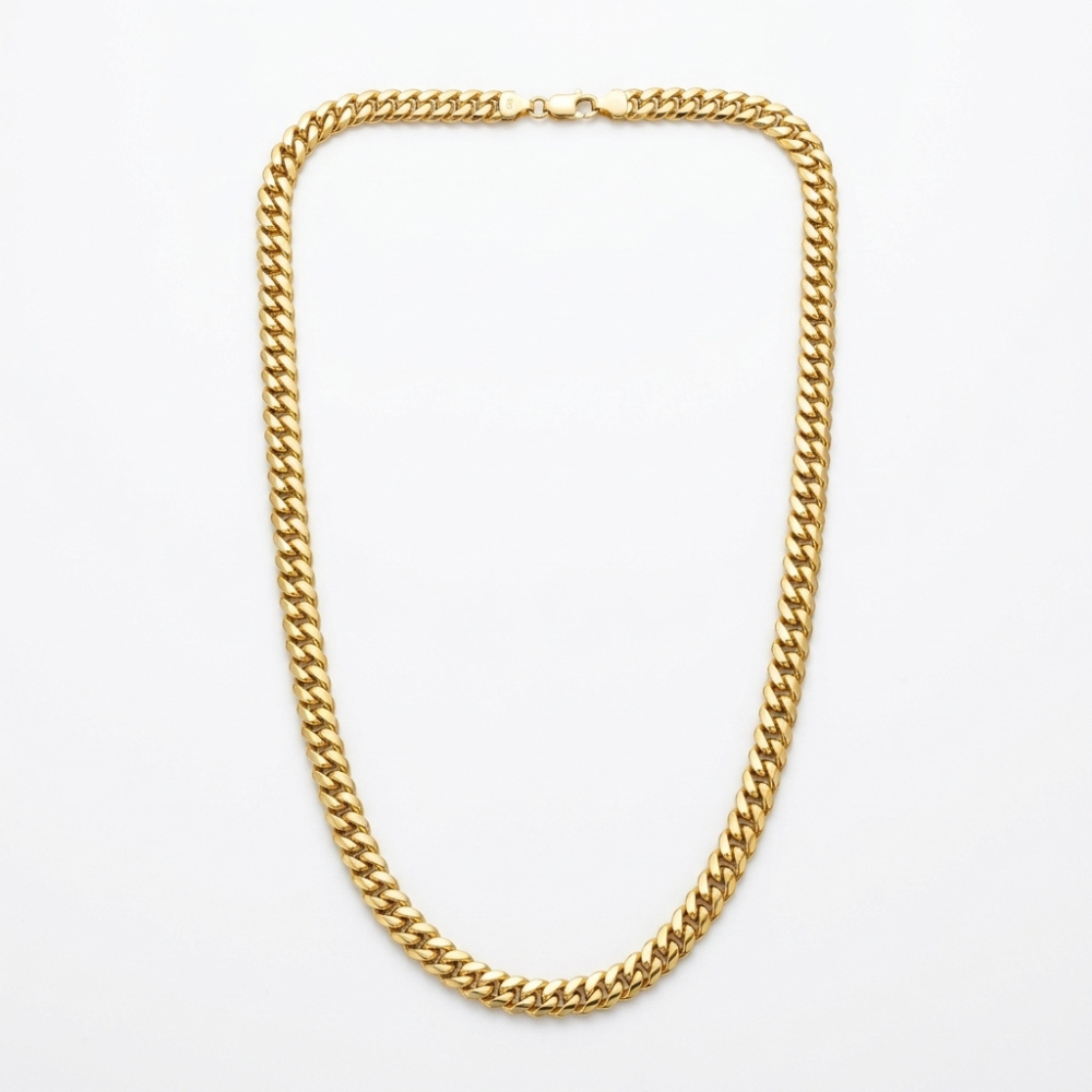 Unisex Flat-Beveled Cuban Curb Chain Necklace