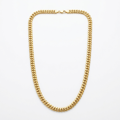 Unisex Flat-Beveled Cuban Curb Chain Necklace