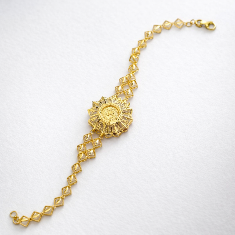 Abstract Sun 21K Gold Bracelet