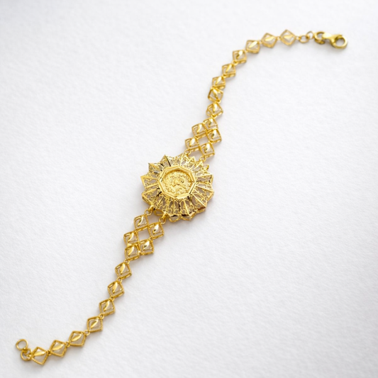 Abstract Sun 21K Gold Bracelet