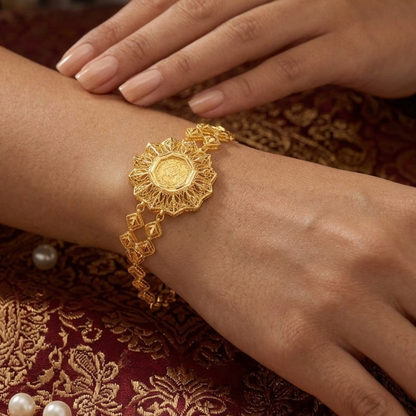 Abstract Sun 21K Gold Bracelet