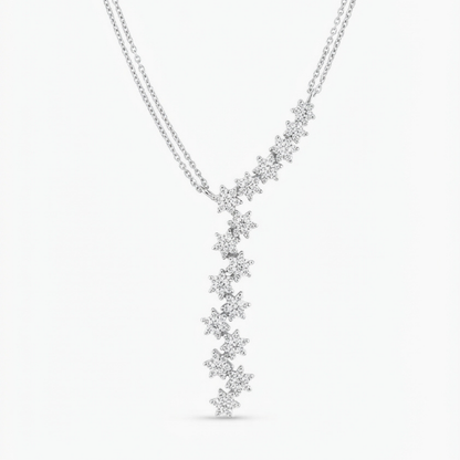 Cascading Star Diamond Drop Pendant Necklace