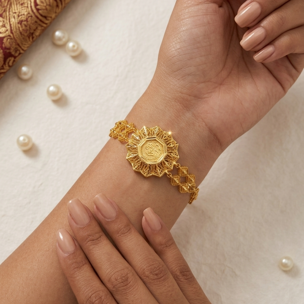 Abstract Sun 21K Gold Bracelet