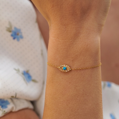 Evil Eye Diamond & Turquoise Bracelet