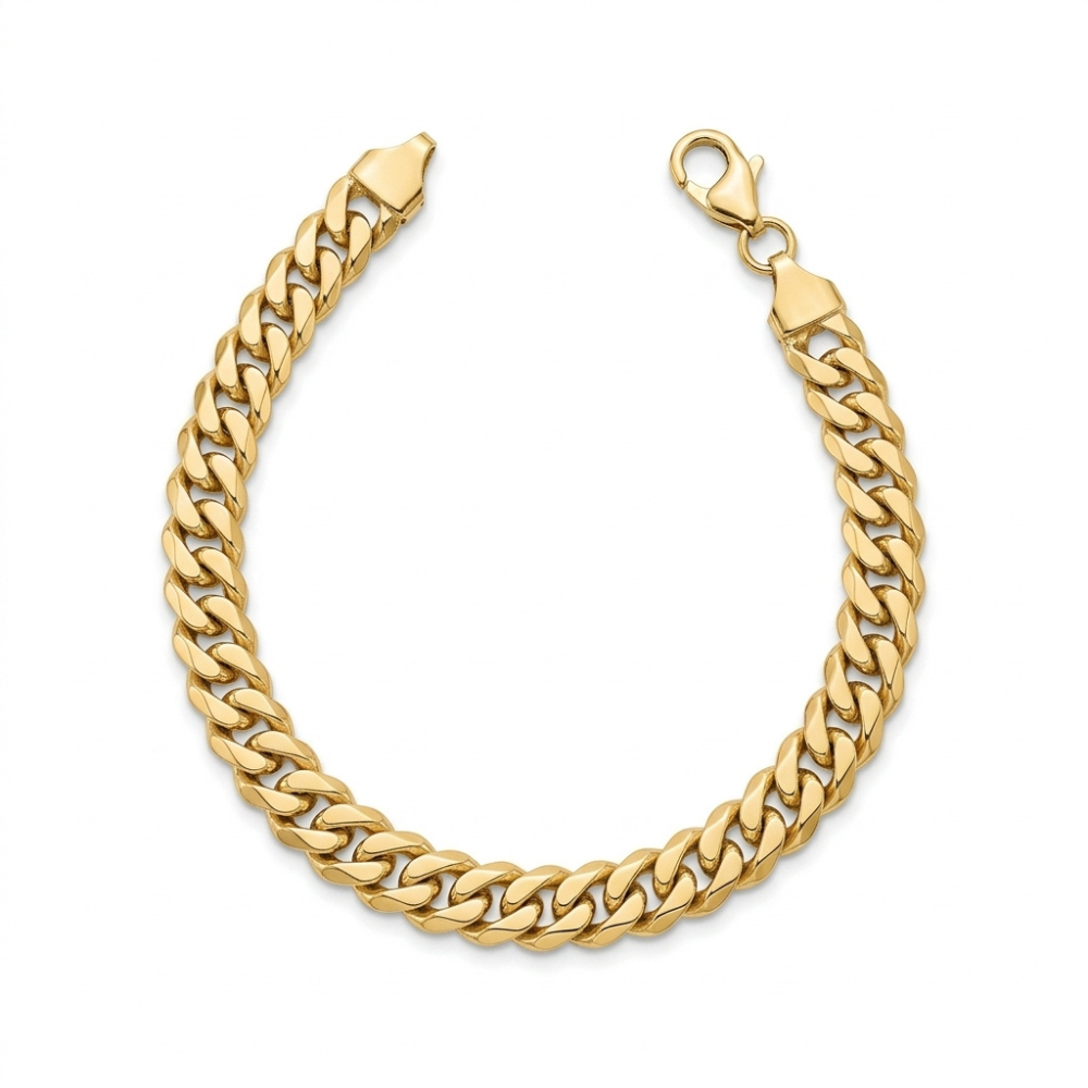 Unisex Flat-Beveled Cuban Curb Chain Bracelet
