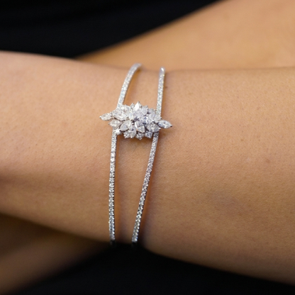 Spring Marquise Diamond Open Cuff Bangle