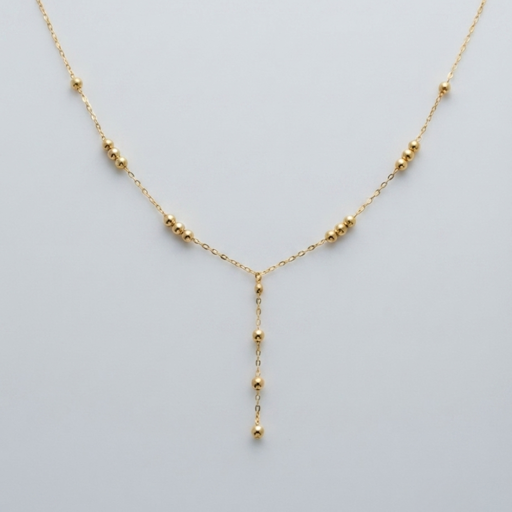 Balls Y shaped 18k gold necklace