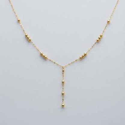Balls Y shaped 18k gold necklace