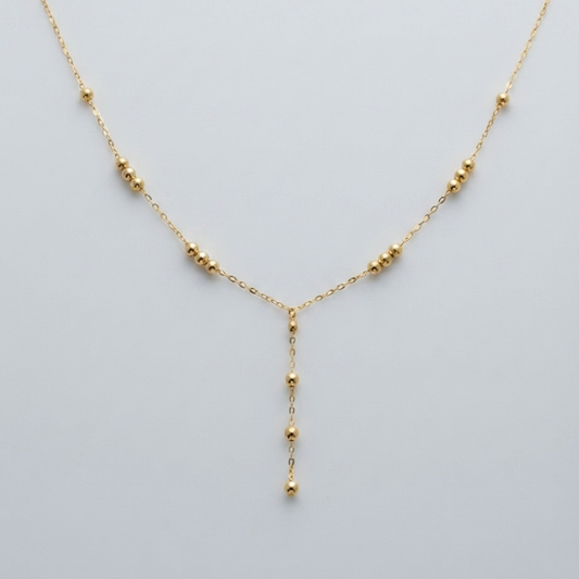 Balls Y shaped 18k gold necklace