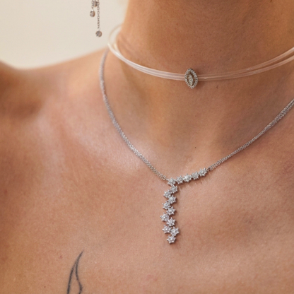 Cascading Star Diamond Drop Pendant Necklace