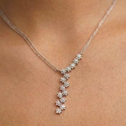 Cascading Star Diamond Drop Pendant Necklace