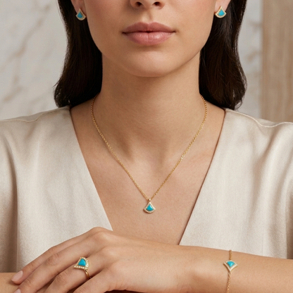 Blue - elegant 21k gold jewelry set