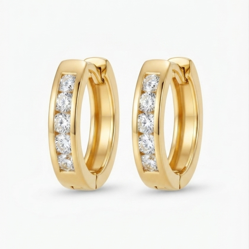 Zircon Mini Gold Hoop Earrings