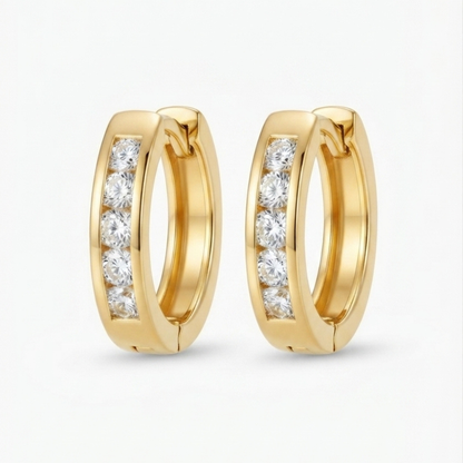 Zircon Mini Gold Hoop Earrings
