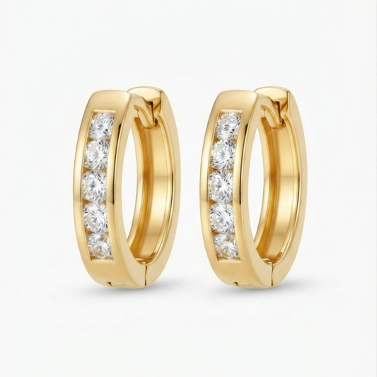 Zircon Mini Gold Hoop Earrings