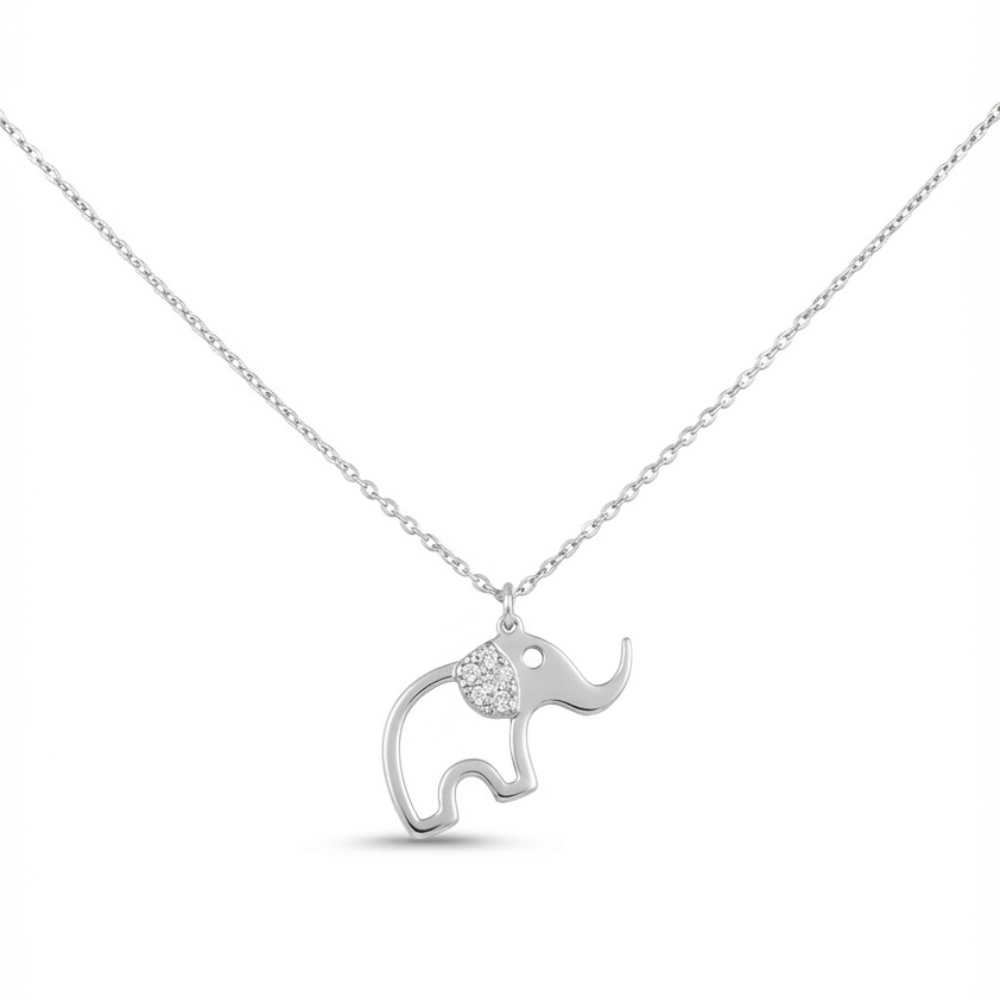 Elephant Diamond Pendant Necklace