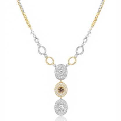 Three-Oval Diamond Drop Necklace