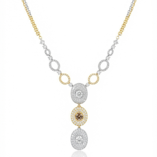 Three-Oval Diamond Drop Necklace