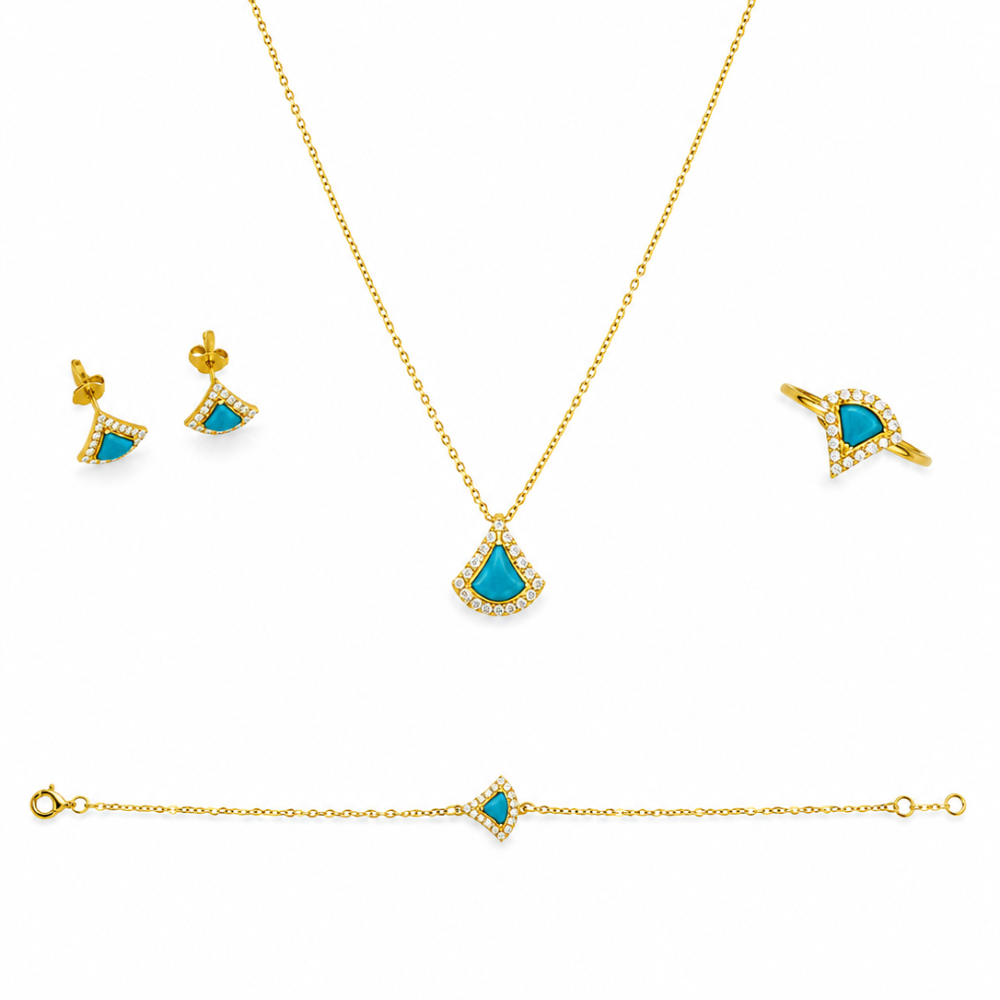 Blue - elegant 21k gold jewelry set