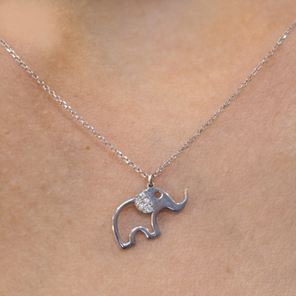 Elephant Diamond Pendant Necklace