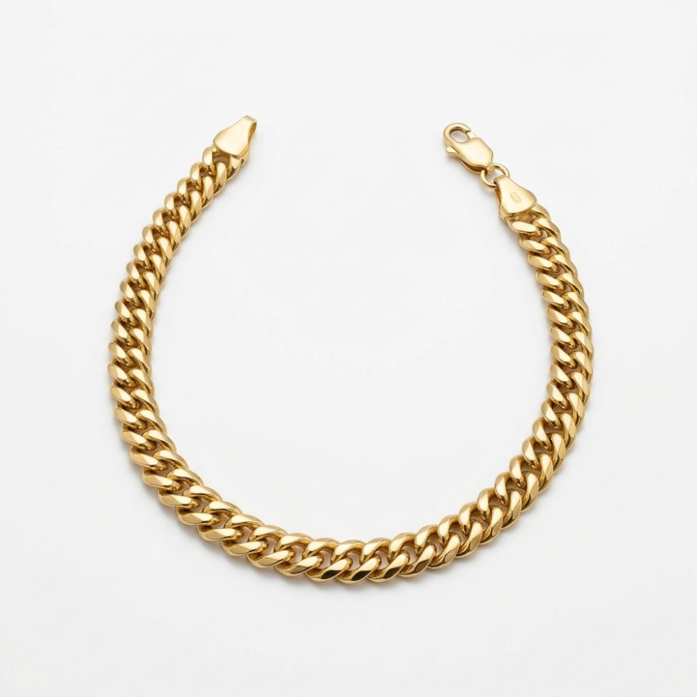 Unisex Flat-Beveled Cuban Curb Chain Bracelet