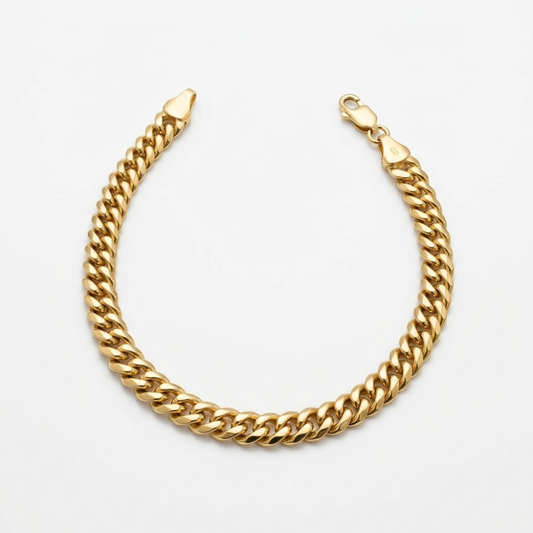 Unisex Flat-Beveled Cuban Curb Chain Bracelet