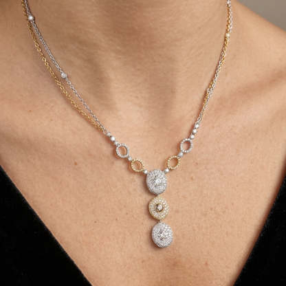 Three-Oval Diamond Drop Necklace