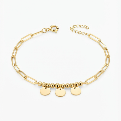 Circle Charms Beads &; Paperclip gold bracelet
