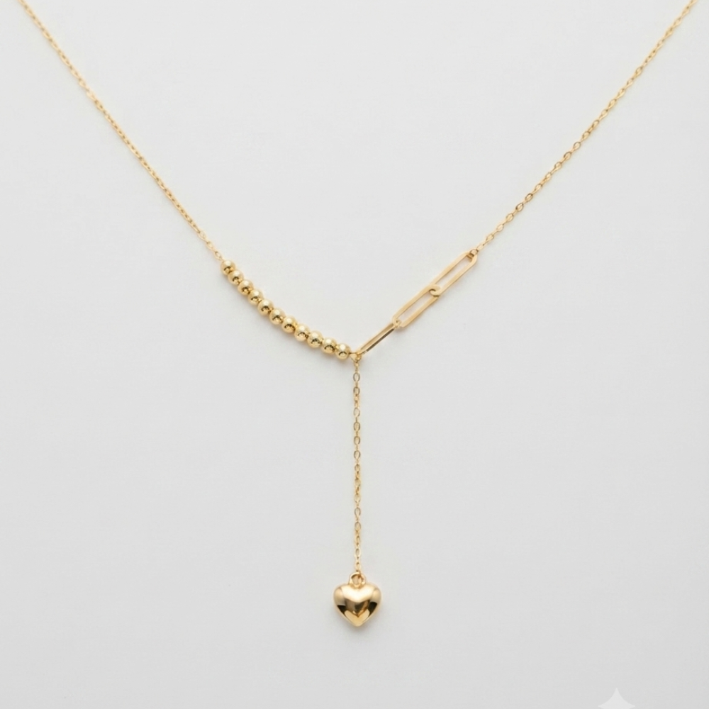 Heart - Y shaped 18k gold necklace
