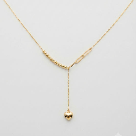 Heart - Y shaped 18k gold necklace