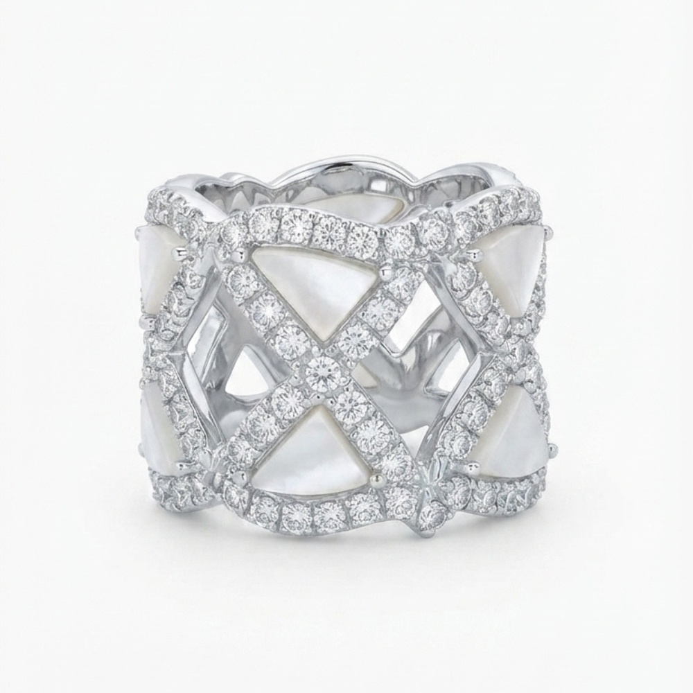 Mother of Pearl &amp; Diamond Statement Ring