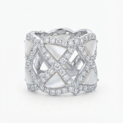Mother of Pearl &amp; Diamond Statement Ring