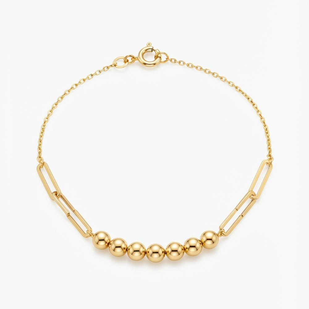 Beads and paperclip bracelet