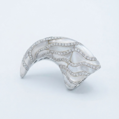 Irregular Shell Mother of Pearl & Diamond Ring