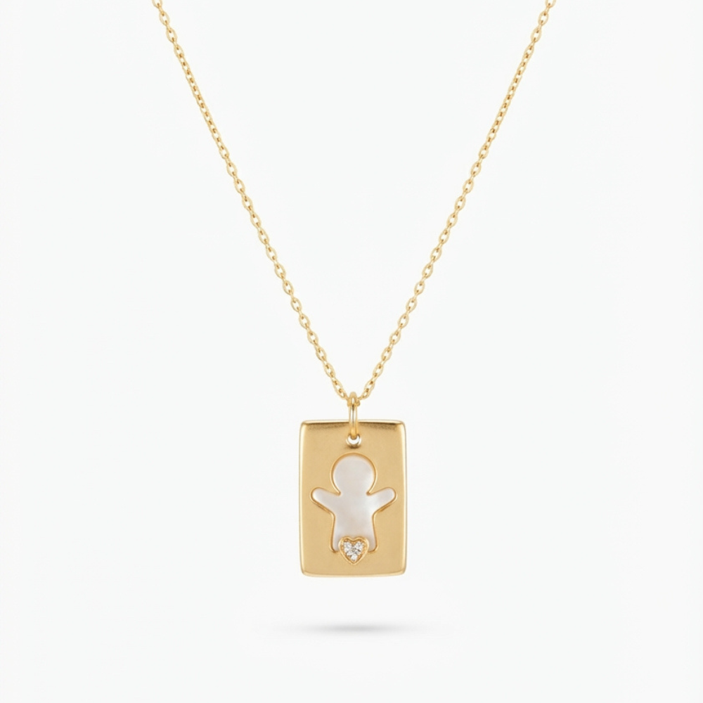 Mama's Baby Mother of Pearl & Diamond Necklace
