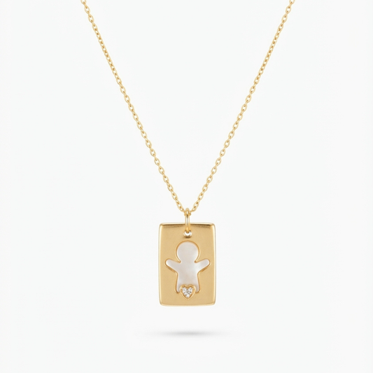 Mama's Baby Mother of Pearl & Diamond Necklace