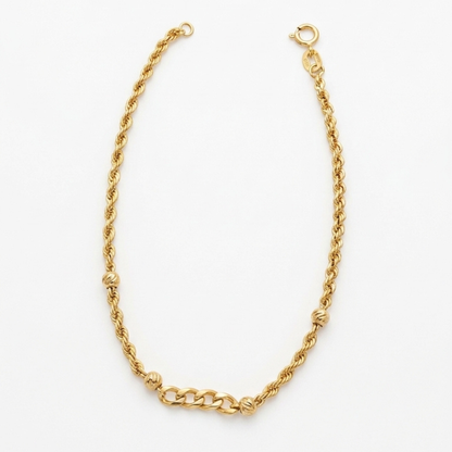 Rope Chain & Curb Link Bead Bracelet