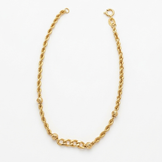 Rope Chain & Curb Link Bead Bracelet