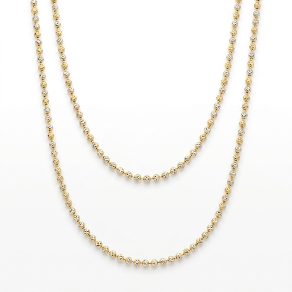Two-Tone Diamond-Cut Bead Chain Necklace