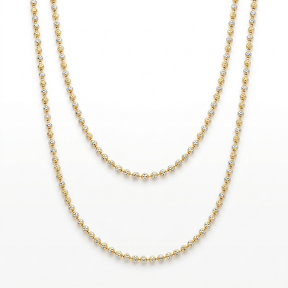 Two-Tone Diamond-Cut Bead Chain Necklace