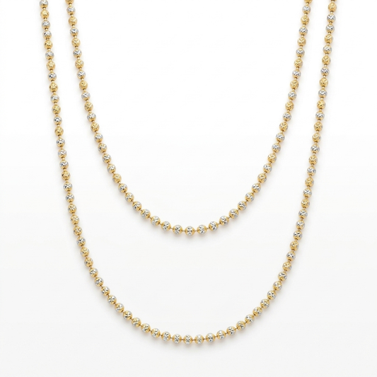 Two-Tone Diamond-Cut Bead Chain Necklace