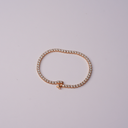 rose gold tennis bracelet with white brilliant diamonds
