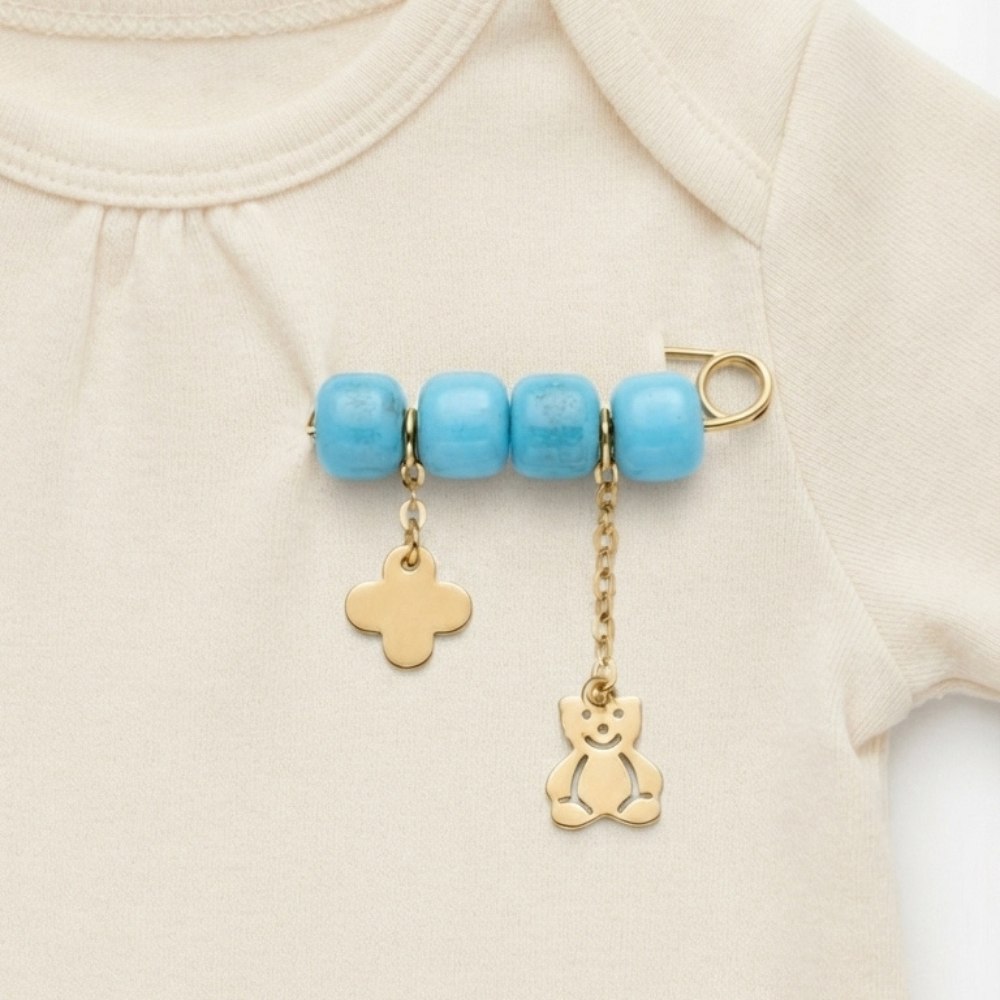 Teddy Bear & Star Safety Pin Brooch