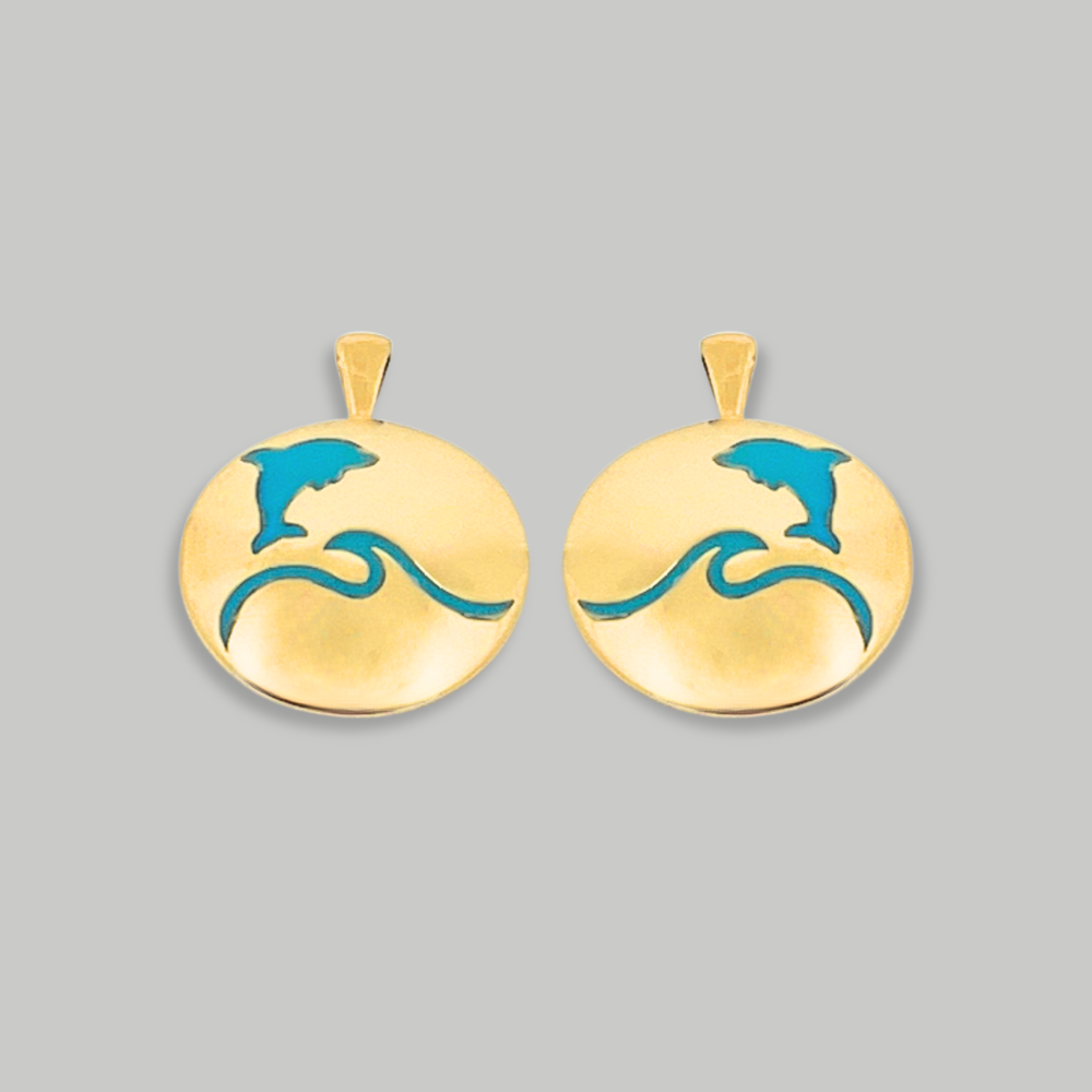 That's So Summer - dolphin and wave disk earrings