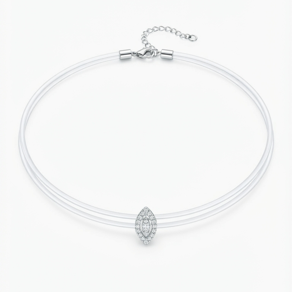Clear Choker White Gold Diamond Pendant