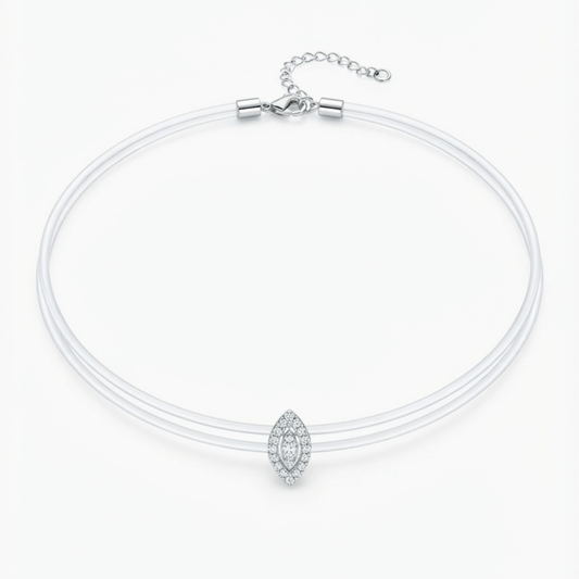 Clear Choker White Gold Diamond Pendant
