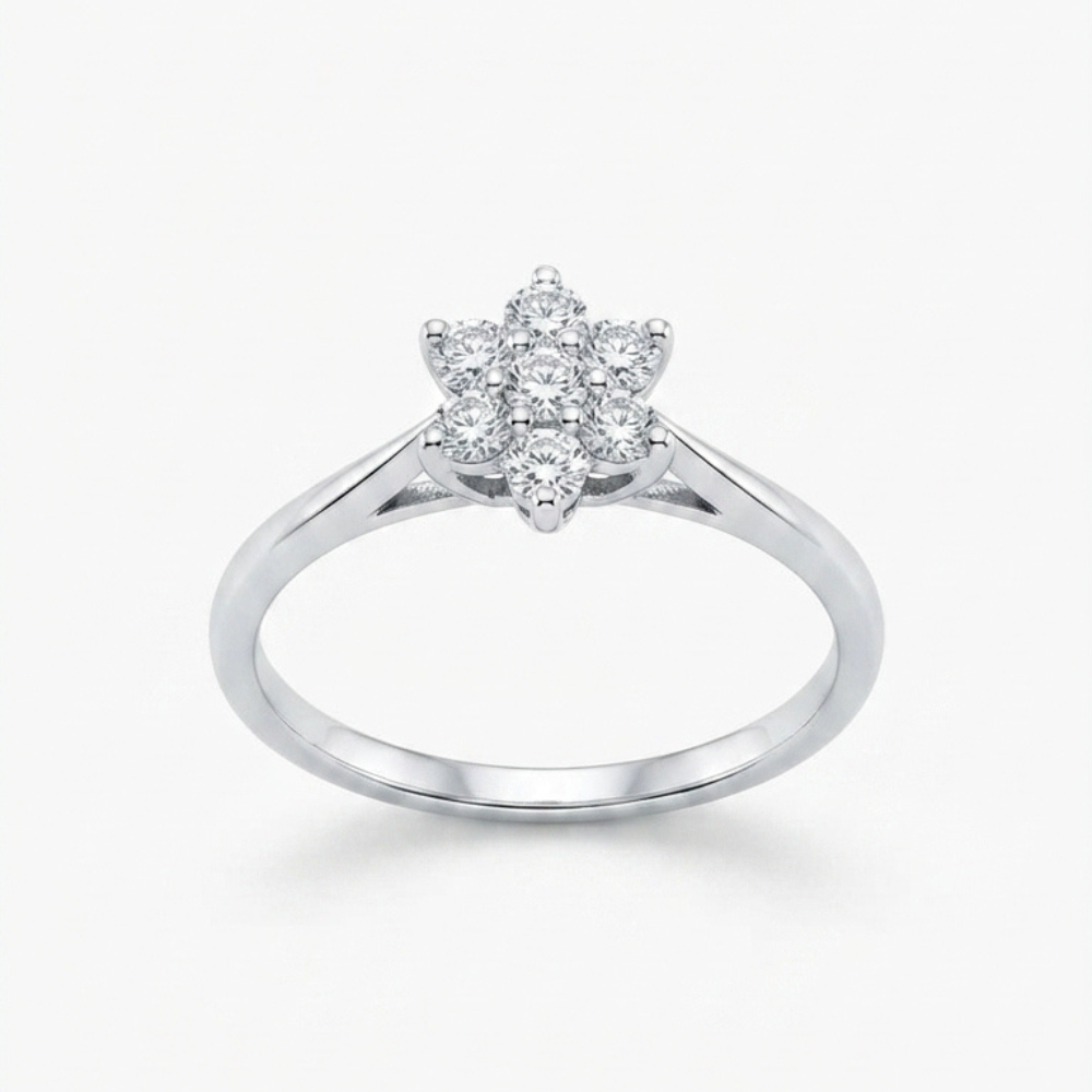 Star Diamond Cluster Ring