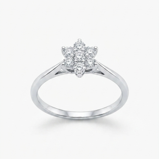Star Diamond Cluster Ring